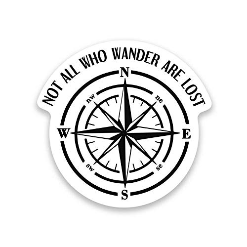 More Shiz Not All Who Wander are Lost Compass Vinyl Decal Sticker - Car Truck Van SUV Window Wall Cup Laptop - One 5 Inch Decal - MKS1206 - Image 1